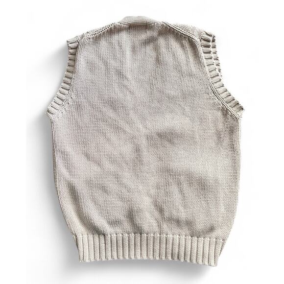Vintage Cricket Sweater Vest Womens Size Medium Cable Knit Button Front Cotton - Picture 3 of 4